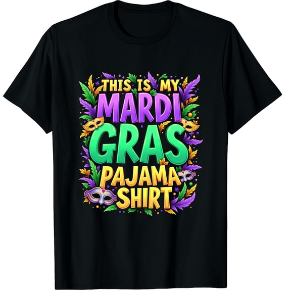 This Is My Mardi Gras Pajama Graphic Crew Neck Short Sleeve T-Shirts (Men's, Women's)