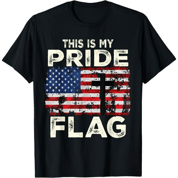 This Is My Pride Flag Jesus Cross USA American 4th of July T-Shirt,Black
