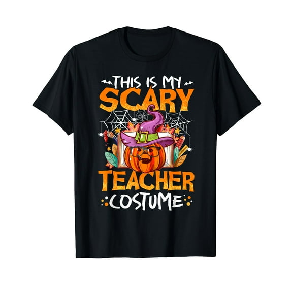 This Is My Scary Teacher Costume Funny Teacher Halloween Cotton Black T-Shirt
