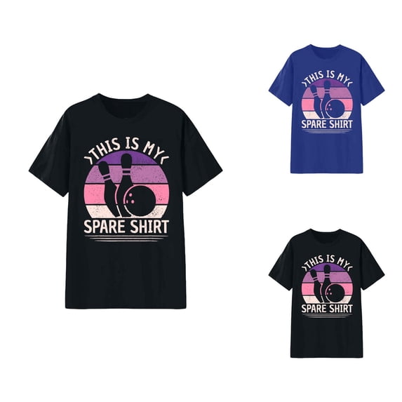 This Is My Spare Shirt Graphic Tees for Women Short Sleeve Crewneck Funny Bowling Bowler T Shirts