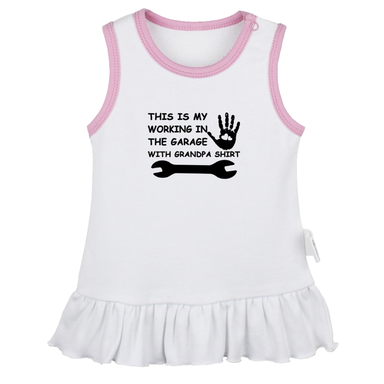 iDzn This Is My Working In The Garage With Grandpa Funny Dresses For Baby, Newborn Babies Skirts, Infant Princess Dress, 0-24m Kids Graphic Clothes (