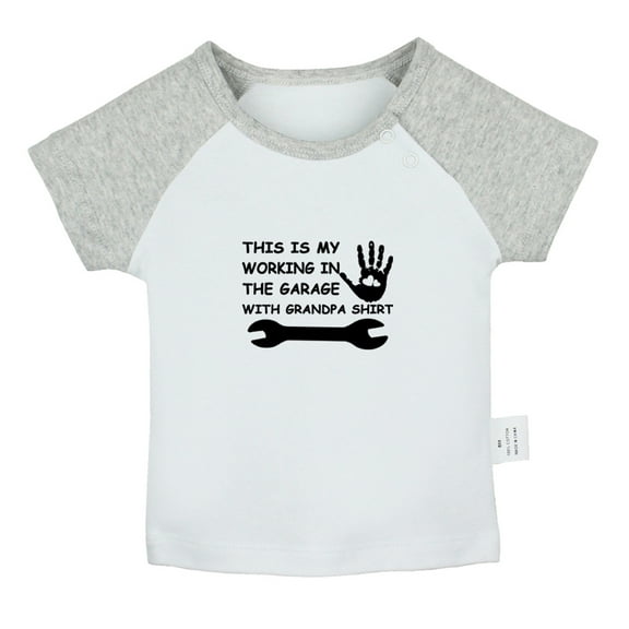 This Is My Working In The Garage With Grandpa Shirt Funny T shirt For Baby, Newborn Babies T-shirts, Infant Tops, 0-24M Kids Graphic Tees Clothing (Short Gray Raglan T-shirt, 18-24 Months)
