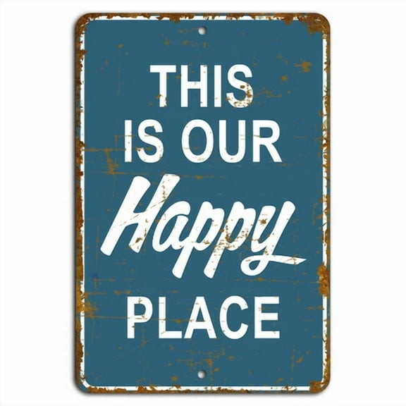 This Is Our Happy Place Light Blue Rustic Sign - Rustic Home Decor