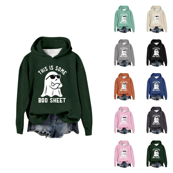 This Is Some Boo Sheet Halloween Hoodies for Women 2025 Funny Ghost Graphic Hoodie Sweatshirt Pullover Tops