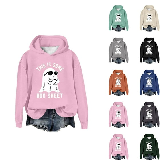 This Is Some Boo Sheet Halloween Hoodies for Women 2025 Funny Ghost Graphic Hoodie Sweatshirt Pullover Tops