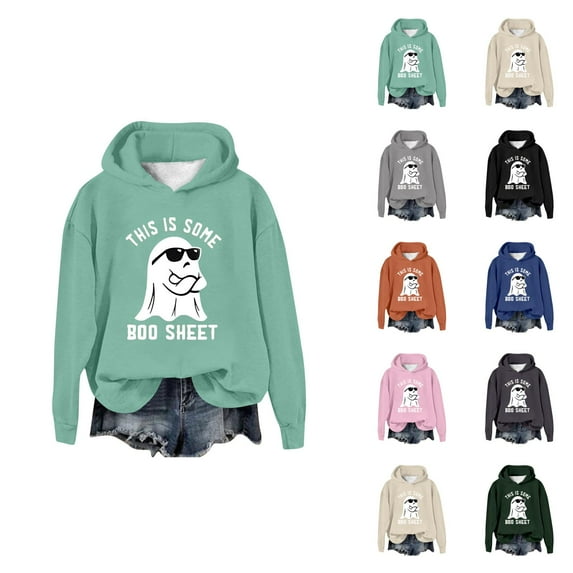 This Is Some Boo Sheet Halloween Hoodies for Women 2025 Funny Ghost Graphic Hoodie Sweatshirt Pullover Tops