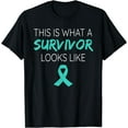 thumbnail image 1 of This Is What A Survivor Looks Like Ovarian Cancer Awareness T-Shirt, 1 of 3