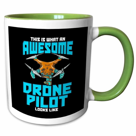 3drose, This Is What an Awesome Drone Pilot Look Likes, 15oz Two-tone Green Mug