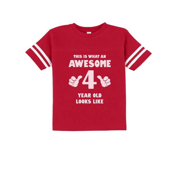 This Is What an Awesome 4 Year Old Looks Like Funny Toddler Jersey T-Shirt 3T Red