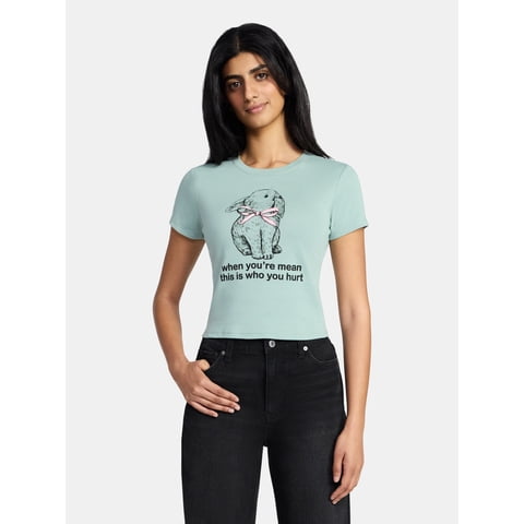 This Is Who You Hurt Women's Graphic Cropped Baby Tee with Short Sleeves, Sizes XXS-XXL