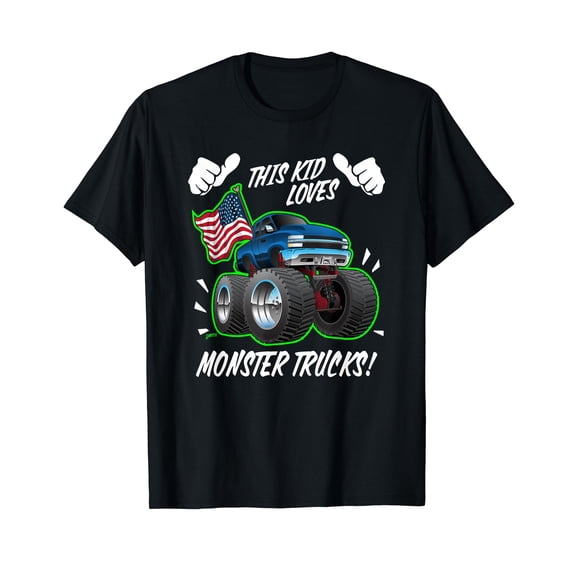 This Kid Loves Monster Trucks Fun Cartoon for All Ages T-Shirt