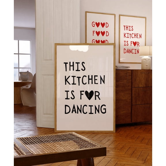 This Kitchen Is For Dancing Funny Quote Typography Wall Art Sign Unframed Paper Print