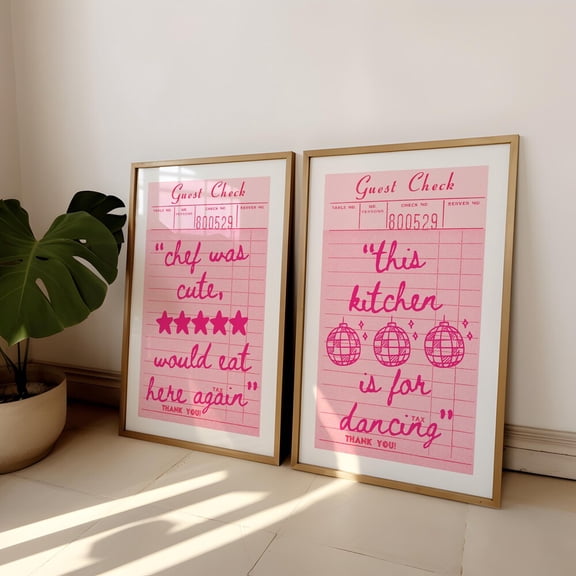This Kitchen Is For Dancing Guest Check Funny Wall Art Set Set 2 Unframed Paper Print 16x24