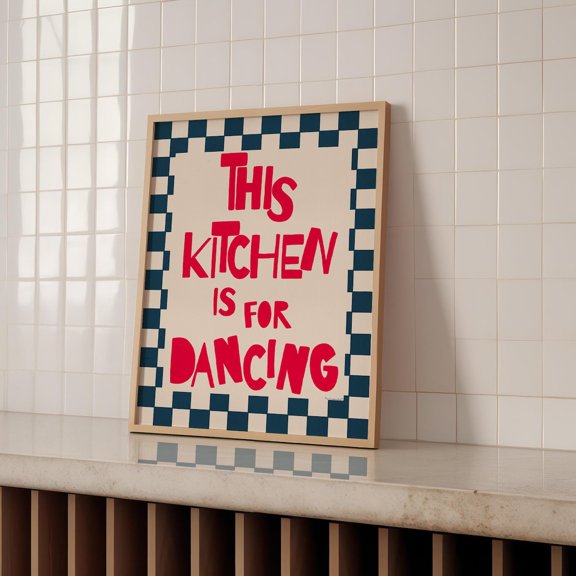 This Kitchen Is For Dancing Print Retro Red Kitchen Aesthetic Kitchen Decor Red Kitchen Wall Art Cute Trendy Kitchen Art