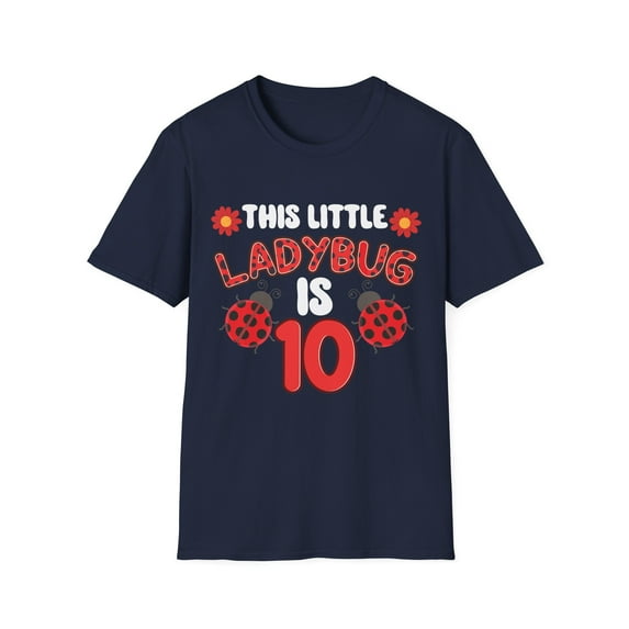 This Little Lady Is 10 Ladybug Birthday Ladybeetle Party Tshirt
