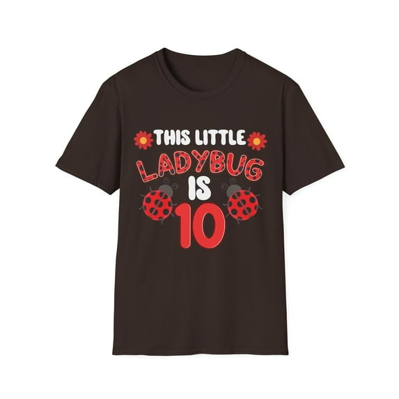 This Little Lady Is 10 Ladybug Birthday Ladybeetle Party Tshirt