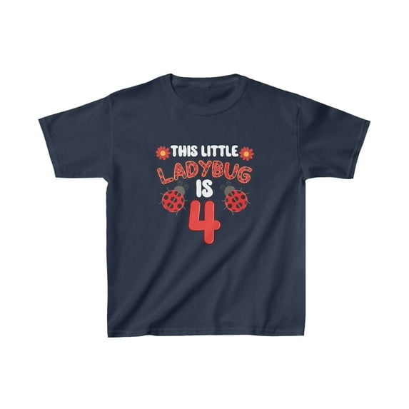 This Little Lady Is 4 Ladybug Birthday Ladybeetle Kids Heavy Cotton™ Tee