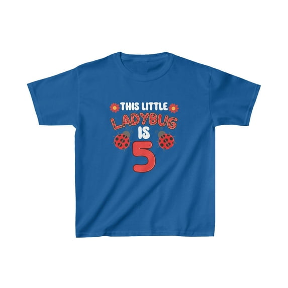 This Little Lady Is 5 Ladybug Birthday Ladybeetle Kids Heavy Cotton™ Tee