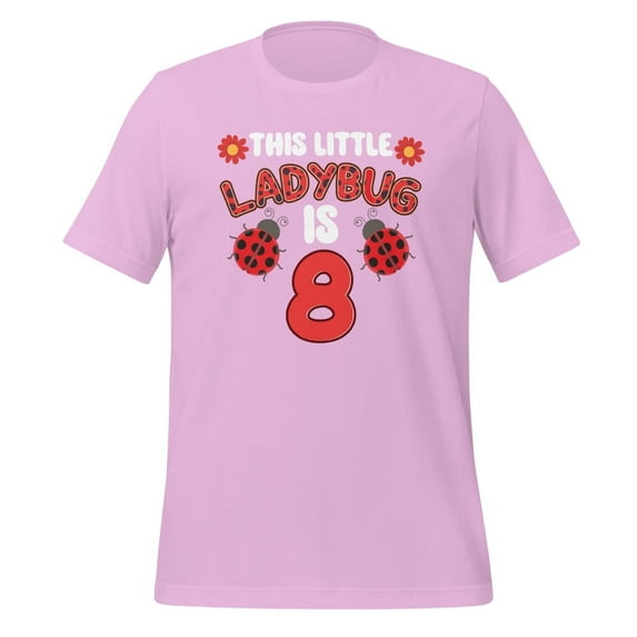 This Little Lady Is 8 Ladybug Birthday Ladybeetle Party T-Shirt (Lilac, M)