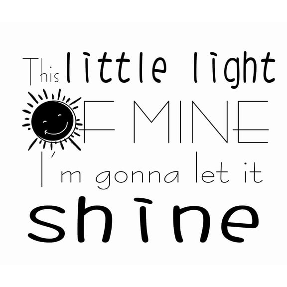 This Little Light Of Mine I'm Gonna Let It Shine | Nursery Rhyme Home Wall Art for Kids Room Bedroom Living Room - 17" x 20" DIY Stick and Peel Vinyl Wall Decoration Stickers Design