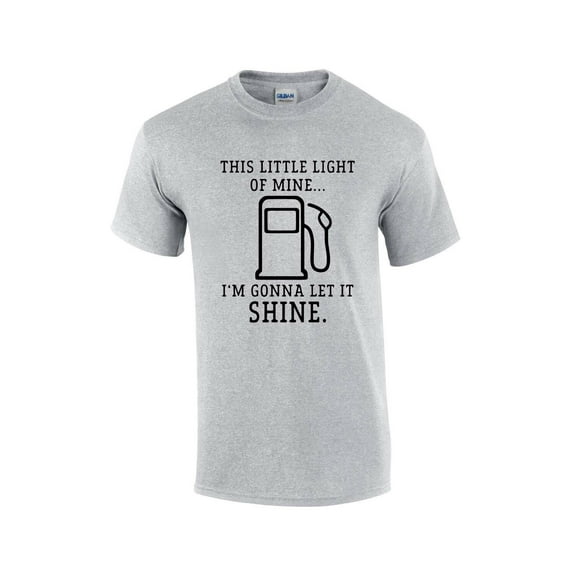 This Little Light of Mine Let It Shine Gas Pump Gas Light Funny Short Sleeve T-shirt Graphic Tee Graphic Tee-Sports Grey-xl