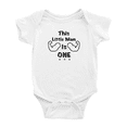 thumbnail image 1 of This Little Man Is One 1st Birthday Funny Baby Clothes Bodysuits Boy Girl Unisex, 1 of 5