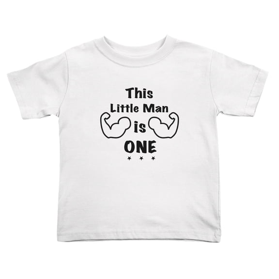 This Little Man Is One 1st Birthdays Cute Toddler Tshirts for Boys Girls (White, Youth M)