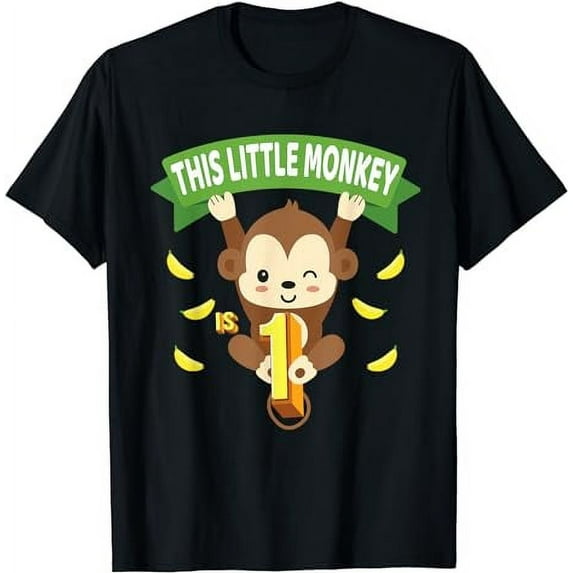 This Little Monkey Is 1 Years Old Kid 1st Birthday Monkeys T-Shirt