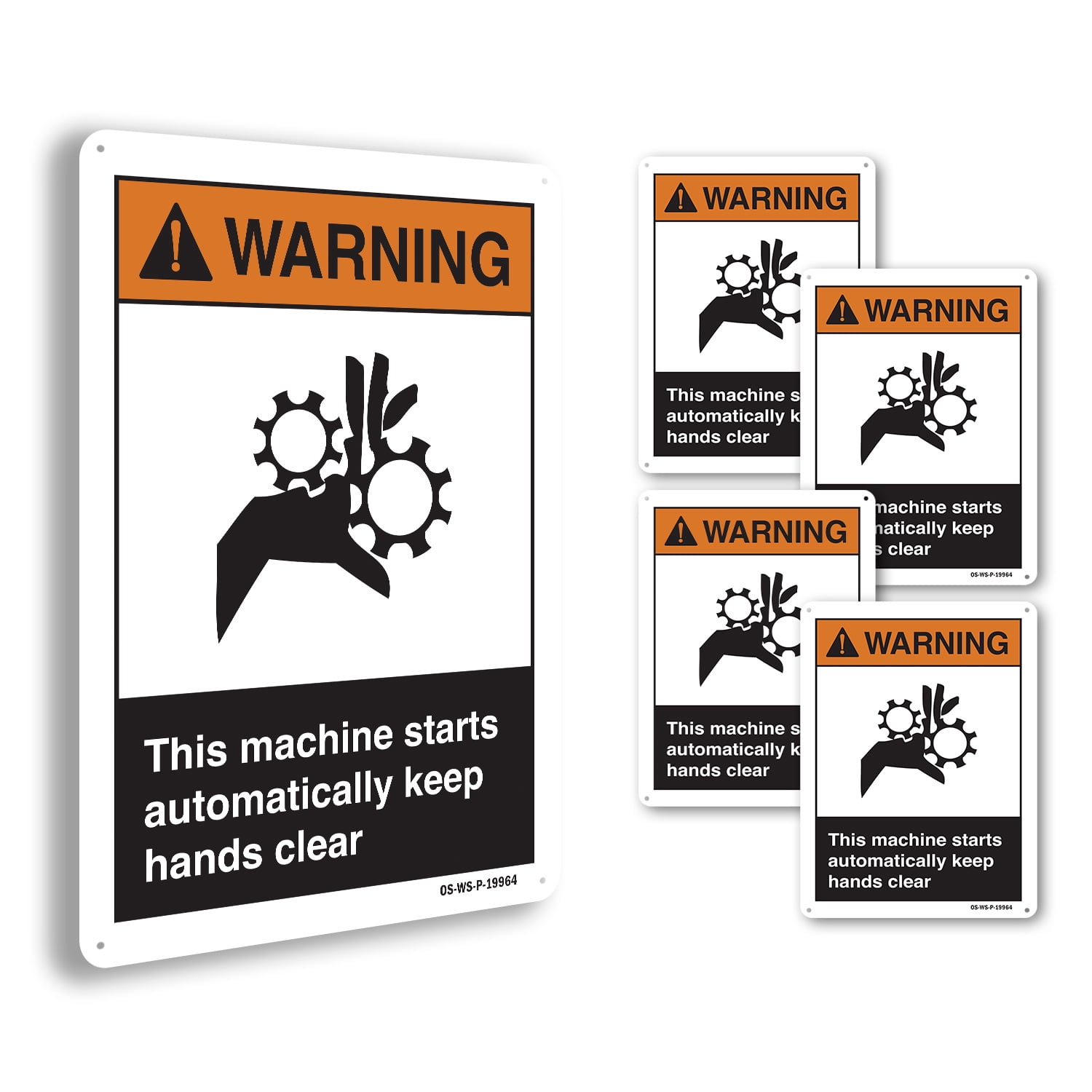 Tall Machine Warning Sticker This Machine Starts ANSI Warning Rigid Plastic Sign 24 Inch x 18 Inch ...
