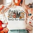thumbnail image 1 of This Mama Loves Her Boos Halloween Sweatshirt, Spooky Season Shirt with Cute Ghosts, Personalized Fall Outfit with Kids' Names for Mom BO120628, 1 of 5
