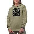 thumbnail image 1 of This Mama Needs Wine, Drinker Mom Quote, Groovy Retro Wavy Text Merch Gift, Sand Hooded Sweatshirt or Hoodie, Small, 1 of 5