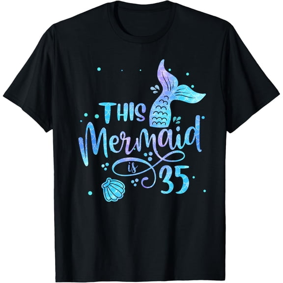 This Mermaid Is 35 Years Old 35th Birthday Mermaid Girl T-Shirt100% cotton