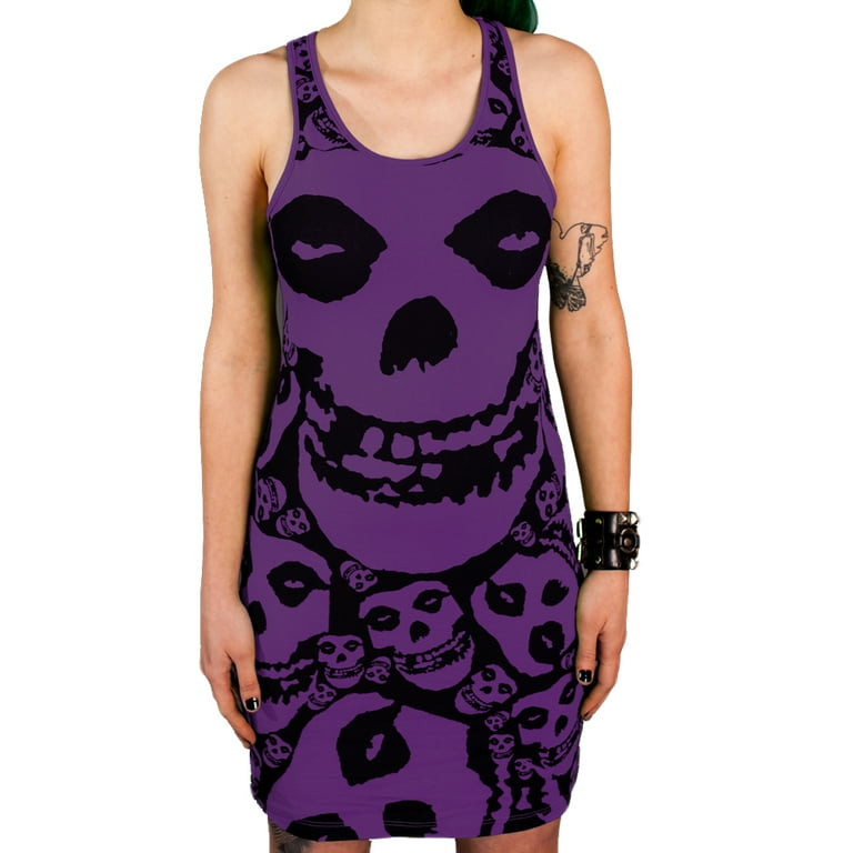 This Misfits Skull and Logo All Over Print Ladies Racerback Tank Dress  (Purple, Large (5/6)) - Walmart.com