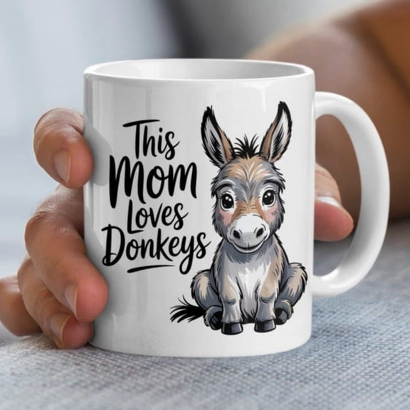 This Mom Loves Donke Mug, Cute Animal Mug, Mothers Day Gift, Donkeover Mug, Funny Mom Mug, Cute Donkey Art Mug, Gift Her.