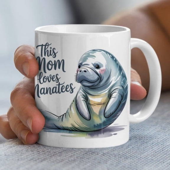 This Mom Loves Manas Mug, Cute Sea Cow Mug, Funny Mother's Day Gift, Unique Mom Mug, Gift Mana Lover, Animal Mug, Gif Mom.