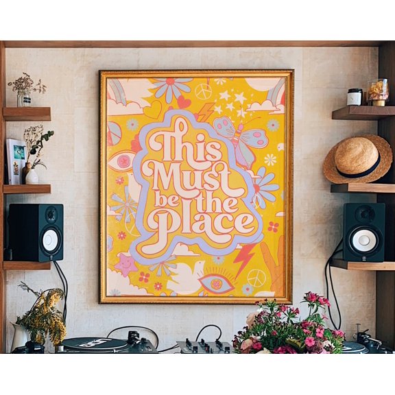 This Must Be The Place, 70s Wall Art, 70s Decor, Hippie 70s Home Decor, Retro Home Decor, 70s Floral Pattern Print, Hippie Print, Wall Art, 8x12 UNFRAMED