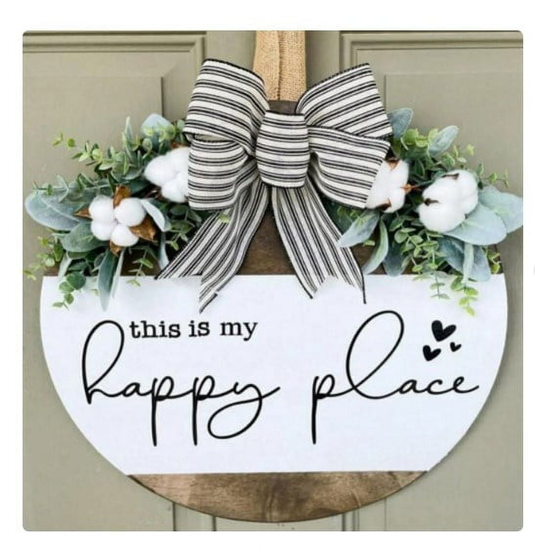 This is My Happy Place Sign Porch Decor Wood Wall Signs Hanging Rustic Lake Cabin Welcome Art Door Decorations My House Our Sweet Home Garden Farmhouse