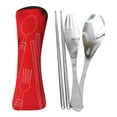 thumbnail image 1 of This Portable, Three-Piece Stainless Steel Cutlery Set Includes A Knife, fork, and Spoon. Perfect for Family Gatherings, Travel, Camping, and More, 1 of 7