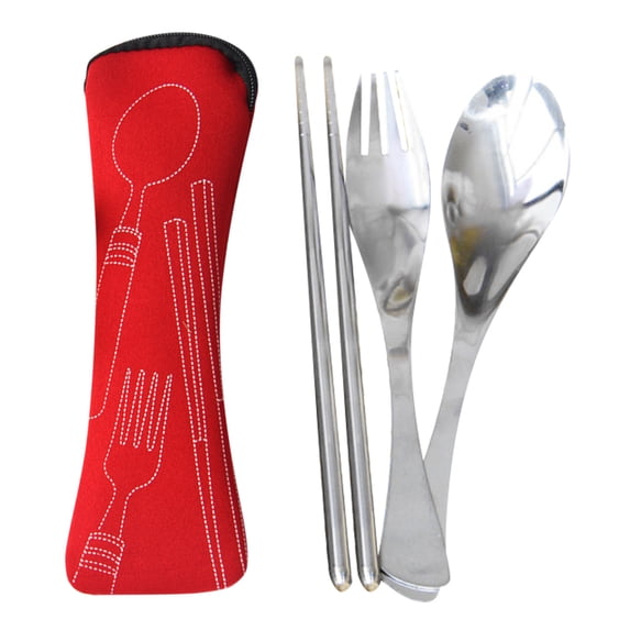 This Portable, Three-Piece Stainless Steel Cutlery Set Includes A Knife, fork, and Spoon. Perfect for Family Gatherings, Travel, Camping, and More