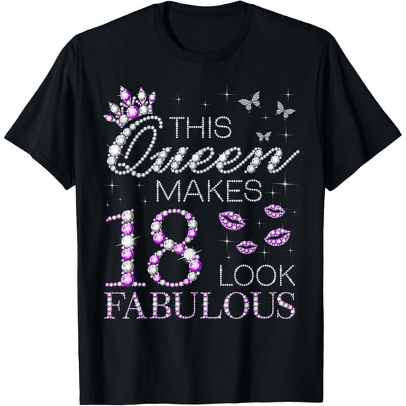 This Queen Makes 18 Look Fabulous 18th Birthday Purple Style T-Shirt100% cotton