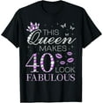 thumbnail image 1 of This Queen Makes 40 Look Fabulous 40th Birthday Purple Style T-Shirt100% cotton, 1 of 5