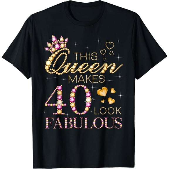 This Queen Makes 40 Look Fabulous 40th Birthday Queen B-day T-Shirt100% cotton
