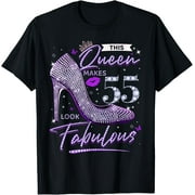 FAHUANGGE This Queen Makes 55 Looks Fabulous Shirt 55th Birthday Women T-Shirt100% cotton