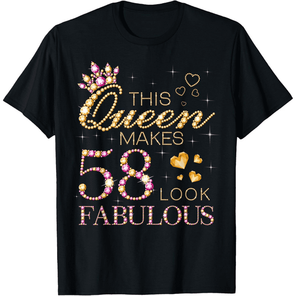 This Queen Makes 58 Look Fabulous 58th Birthday Queen B-day T-Shirt100% cotton