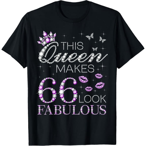 This Queen Makes 66 Look Fabulous 66th Birthday Purple Style T-Shirt100% cotton