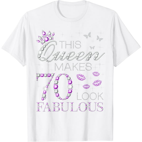 This Queen Makes 70 Look Fabulous 70th Birthday Purple Style T-Shirt100% cotton