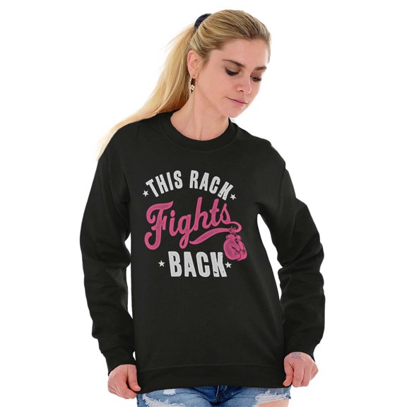 This Rack Fights Back Breast Cancer Women Crewneck Sweatshirt Brisco Brands S