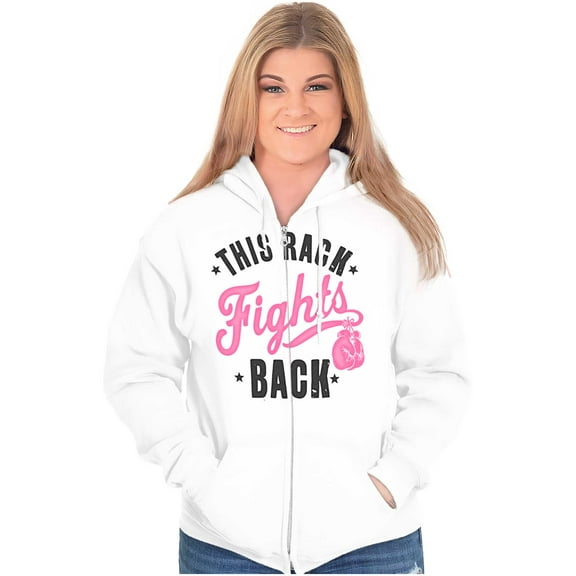 This Rack Fights Back Breast Cancer Womens Plus Size Graphic Zipper Hoodie Brisco Brands 2X