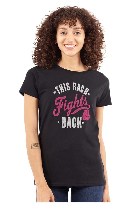 This Rack Fights Back Breast Cancer Womens Slim Fit Graphic Tee Brisco Brands L