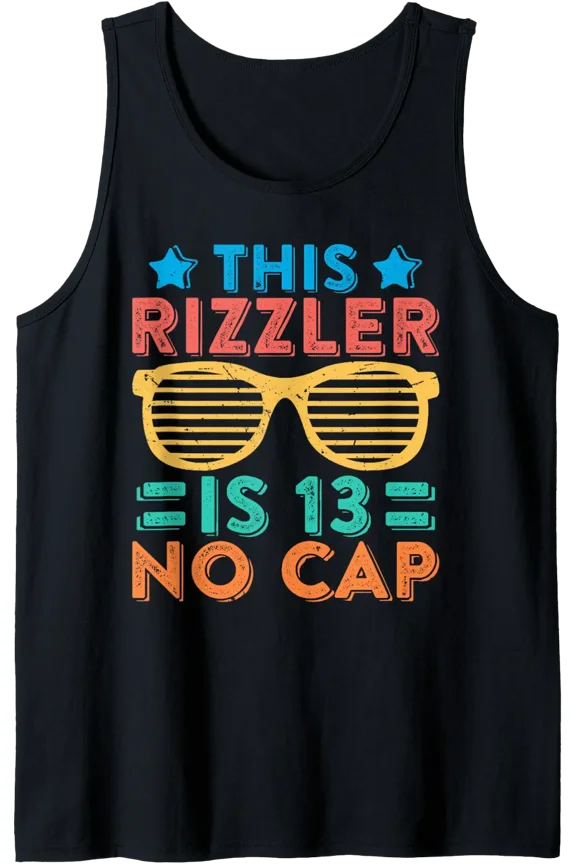 This Rizzler Is 13Th Birthday Sigma Rizz 13 Years Old Boy Tank Top Size S-3XL